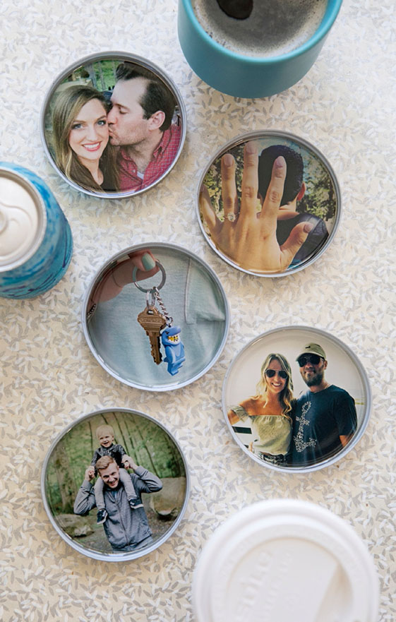 DIY Mason Jar Lid Resin Photo Coasters