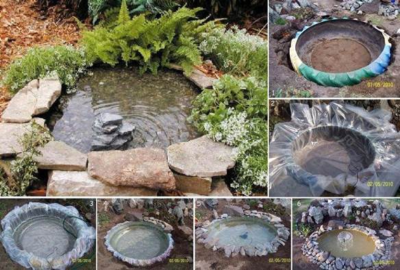DIY Mini Pond From Old Tire by iCreativeIdeas