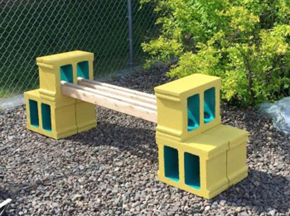 DIY Outdoor Cinder Block Bench by SimplySave