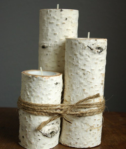 DIY Birch Wood Candle Holders